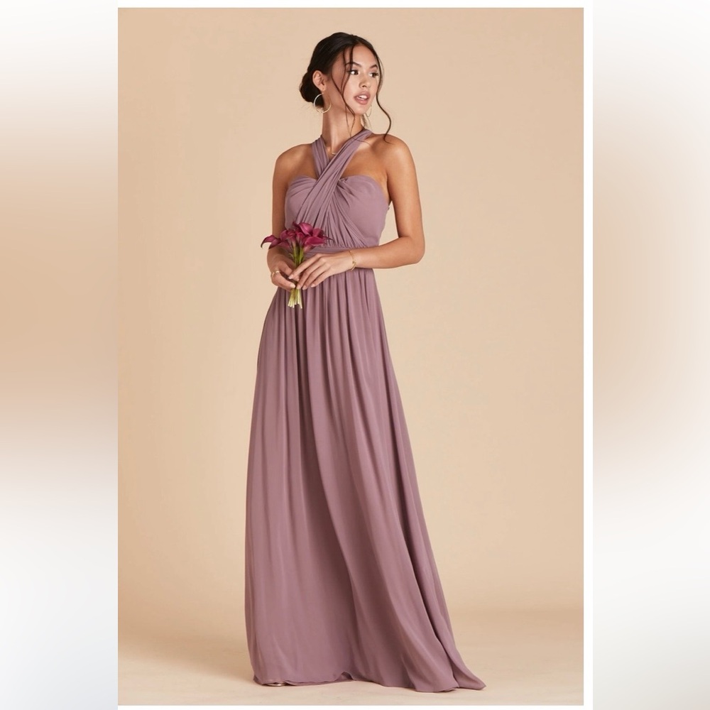 Birdy Grey Grace Dark Mauve Convertible  Chiffon Maxi Bridesmaid Dress Medium